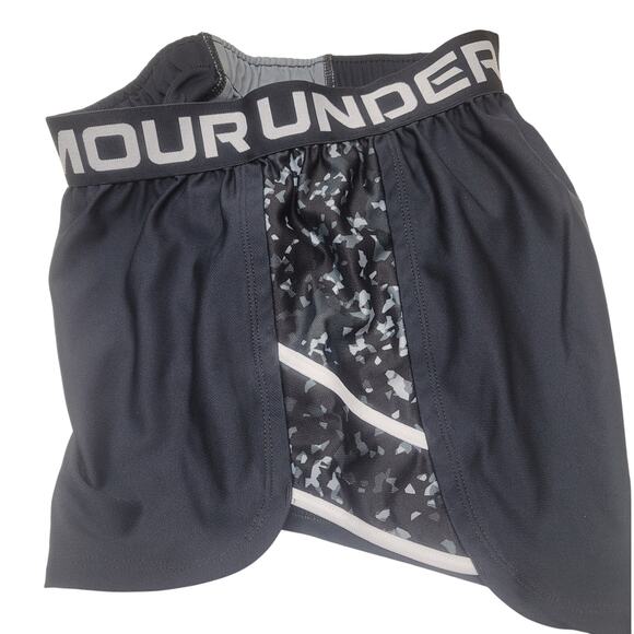 Women's Under Armour Play Up Loose Running Shorts XS Black Gray Print EUC - Picture 5 of 10